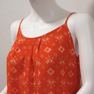 Loft Orange Multi Color Geometric Print Top Tank